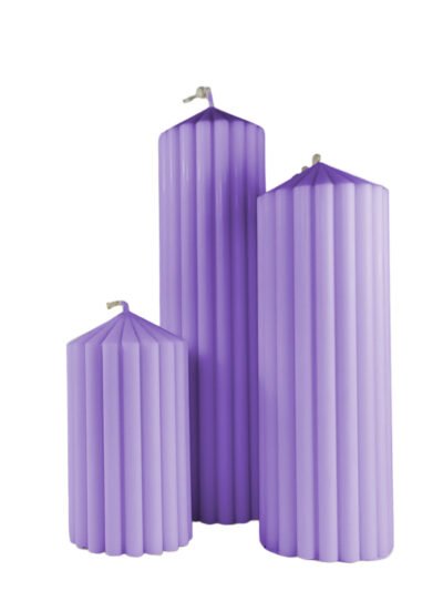 Rinkinys:Sojų vaško cilindrinės žvakės VIOLETINĖS SPALVOS 3 vnt.
