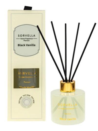 N-Namų kvapas su lazdelėmis SORVELLA BLACK VANILLA 120 ml.