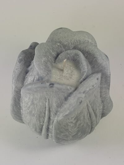 Palmių vaško žvakė GĖLĖ 12x13 cm PILKA