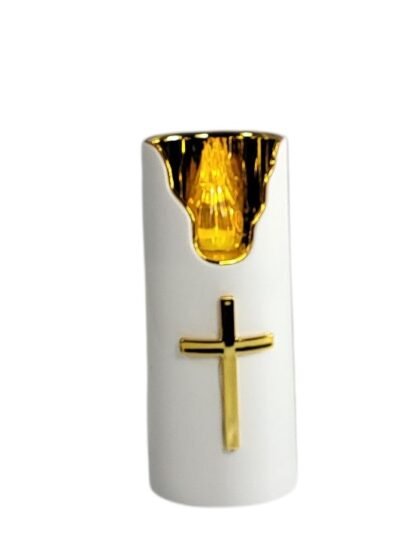 LED Įdėklas žvakėms į kapines 5 12,5 cm. balta-geltona