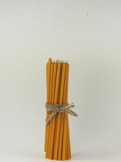 Plonos bičių vaško žvakutės 18x0,5 cm. 60 vnt.