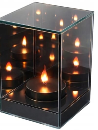 3D LED veidrodinis žibintas su liepsnos efektu, stačiakampis, 15 cm