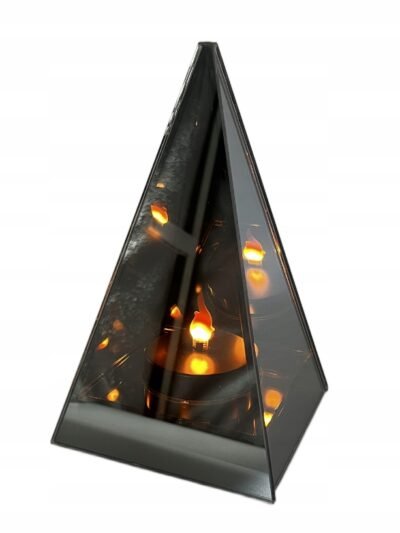 3D LED veidrodinis žibintas su liepsnos efektu, piramidė, 20 cm