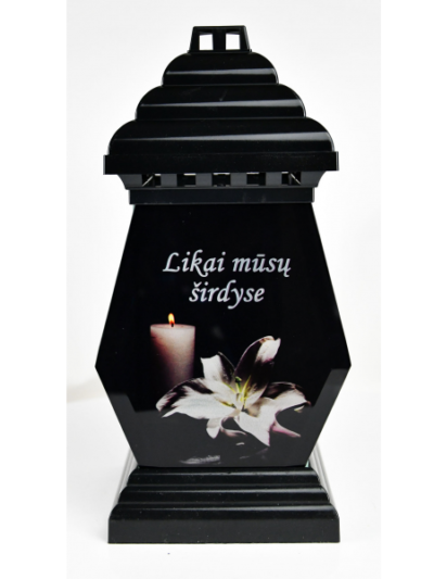 KOPLYTĖLĖ LELIJA su užrašu "LIKAI MŪSŲ ŠIRDYSE" 30 cm.