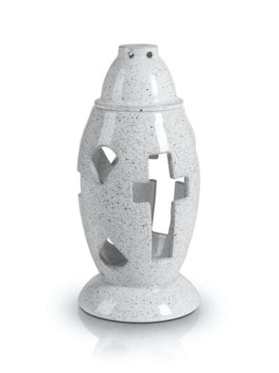 KERAMIKINĖ v ŽVAKIDĖ Į KAPINES baltos spalvos29 cm